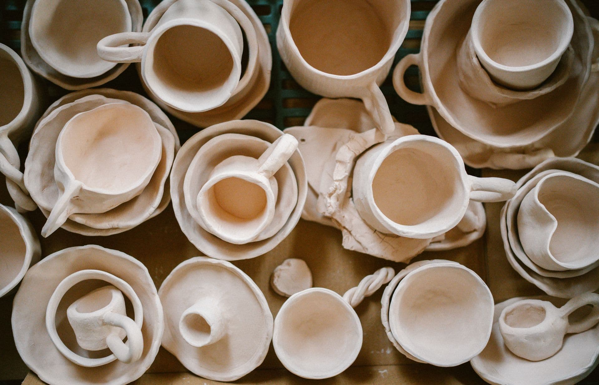 artistic-aerial-view-of-unfinished-ceramic-pottery
